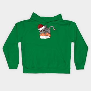 Grey Cat Salmon Sushi Christmas Kids Hoodie